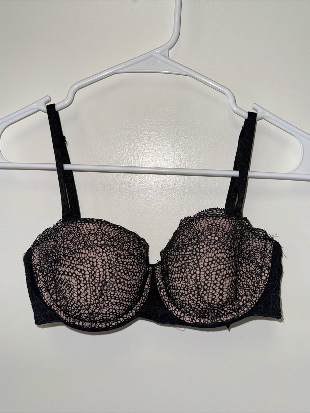 Victoria's Secret (32C) Black and Nude Mesh Very Sexy Balconet Bra